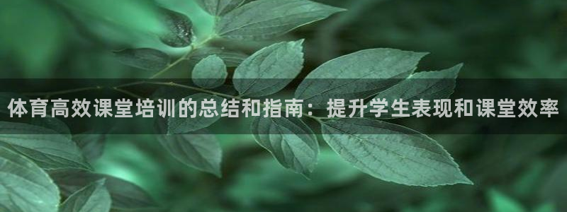 富联娱乐会员账号：体育高效课堂培训的总结和指南：提升