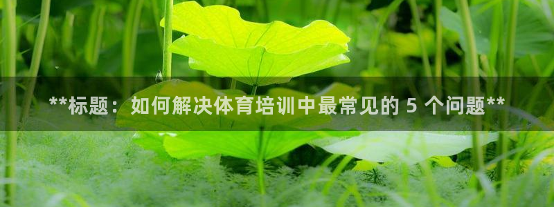 富联平台主管代理：**标题：如何解决体育培训中最常见的 5 
